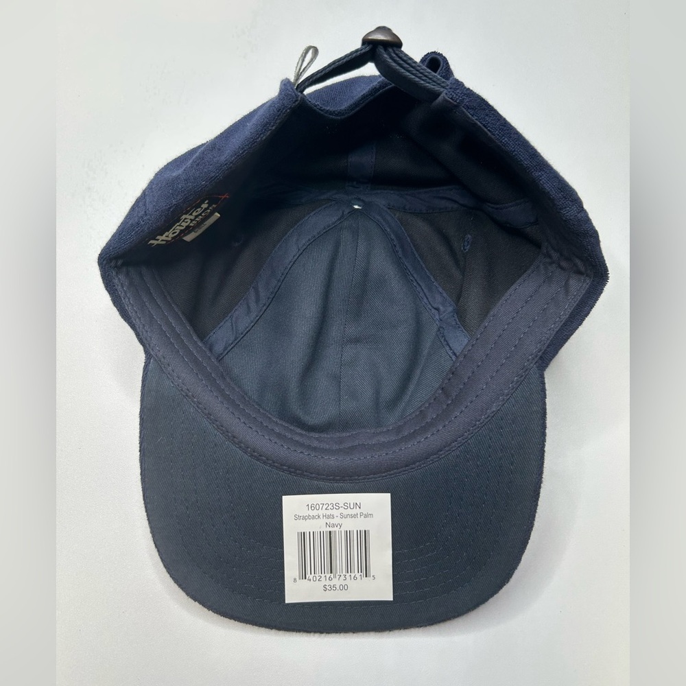 Howler Brothers NWT StrapBack Hat Sunset Palm Navy Blue‎ Terry Cloth Beach NEW - Picture 10 of 12